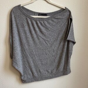 Gray Ribbed Knit off the shoulder Top by Wantable